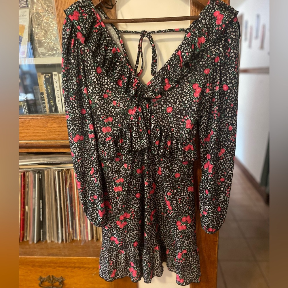 Topshop Floral Ruffle Mini Dress - US 6